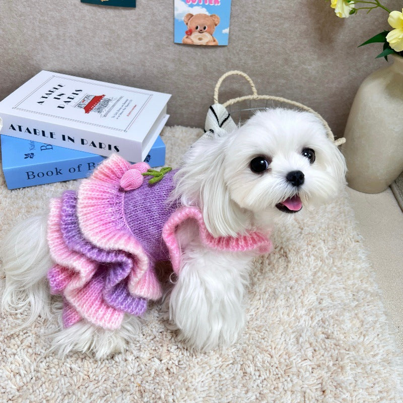 Tulip Decor Gradient Dog Cat Knitted Dress - immagine 9