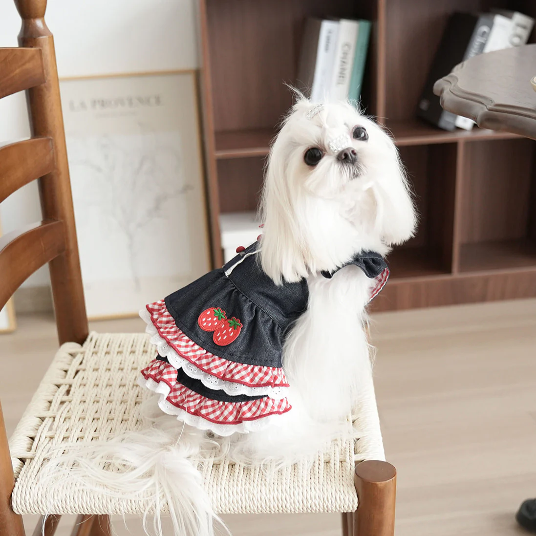 Sweet Strawberry Pattern Denim Dog Cat Dress - immagine 8