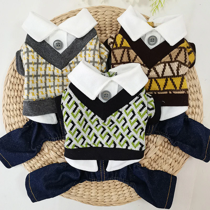 Casual Knitted Shirt Design Dog Jumpsuits - immagine 2