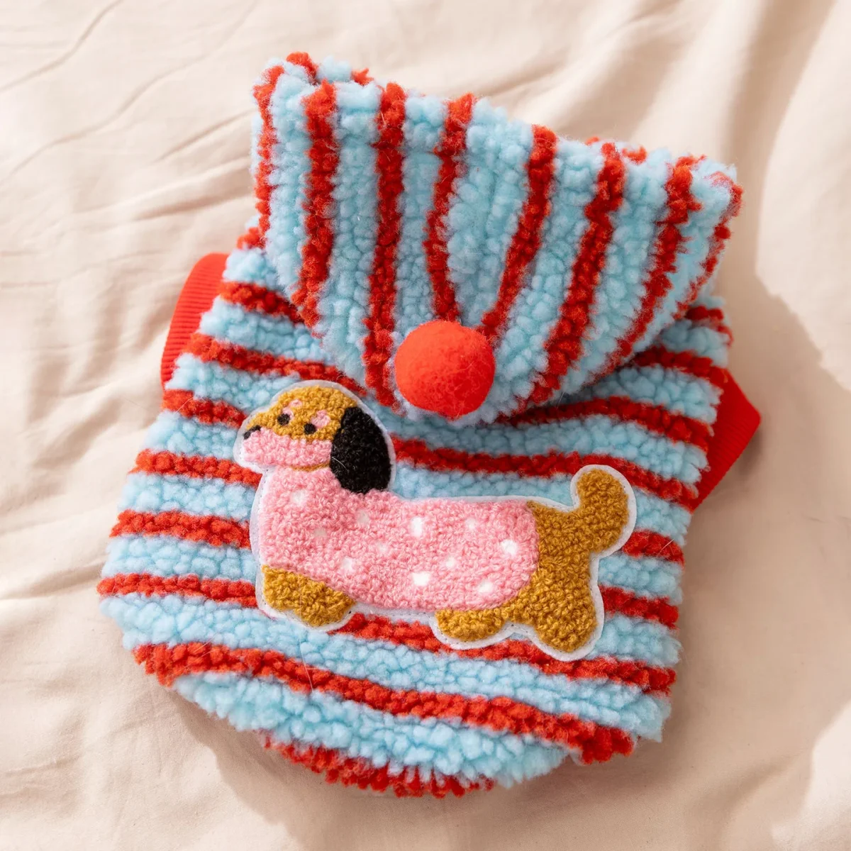 Fleece Striped Dachshund Dog Cat Harness Hoodie - immagine 8