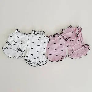 Bow Pattern Cotton Dog Cat Dress/T-shirt