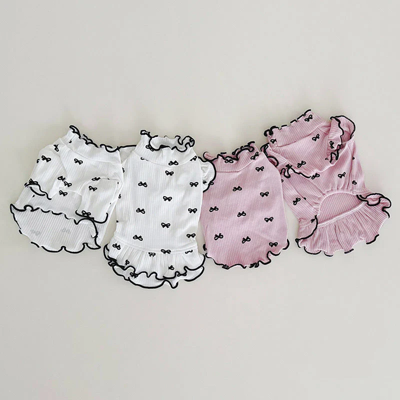 Bow Pattern Cotton Dog Cat Dress/T-shirt - immagine 2