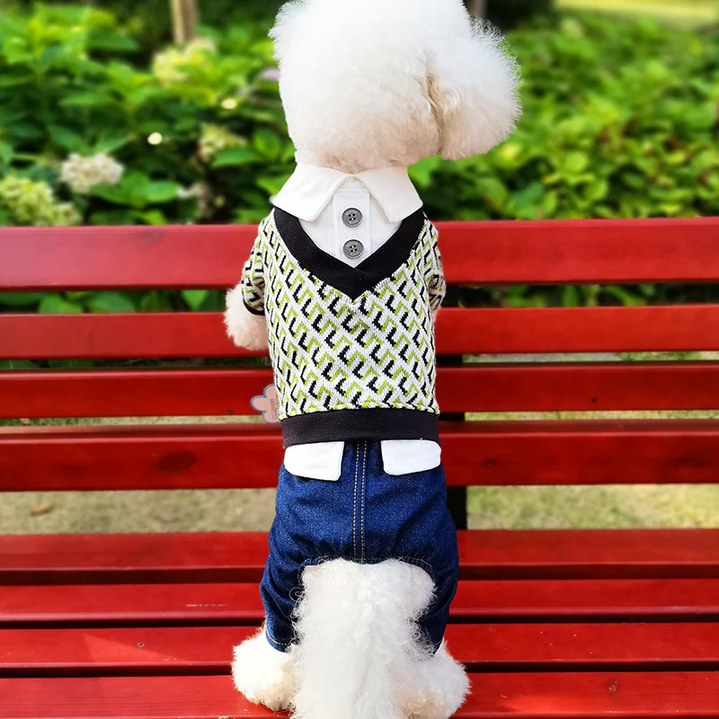 Casual Knitted Shirt Design Dog Jumpsuits - immagine 7