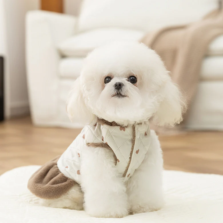 Warm Heart Printed Dog Cat Hooded Jacket Dress - immagine 4