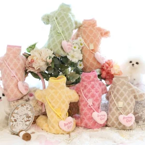 Diamond Pattern Fleece Dog Jumpsuits with Bag