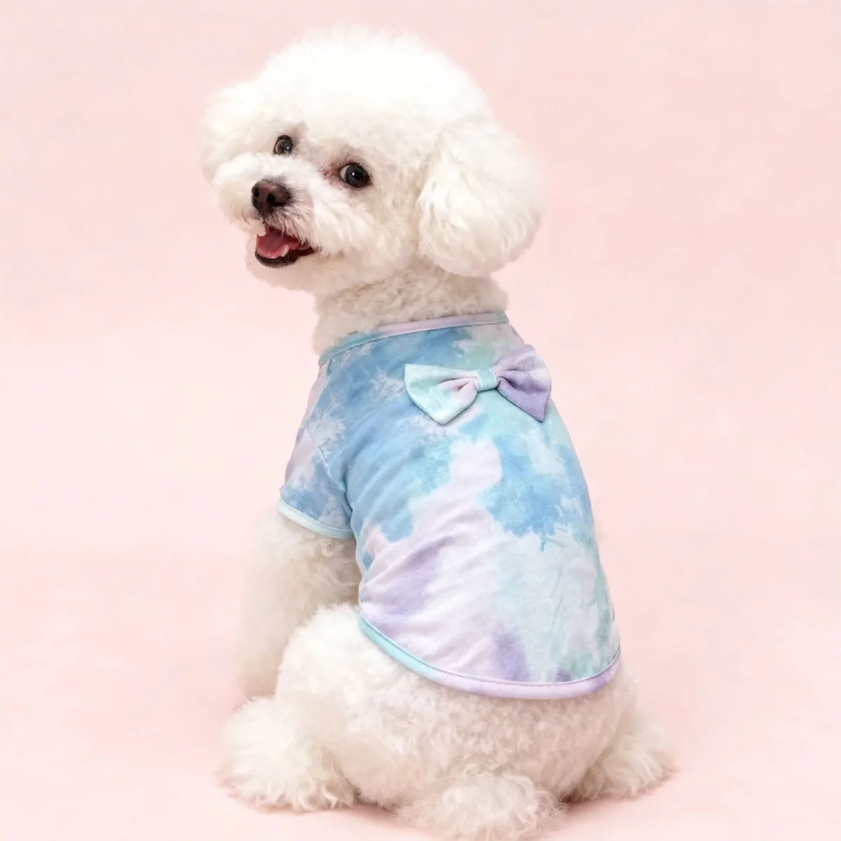 Tie-dyed Bow Decor Dog Cat Dress/Tee - immagine 5