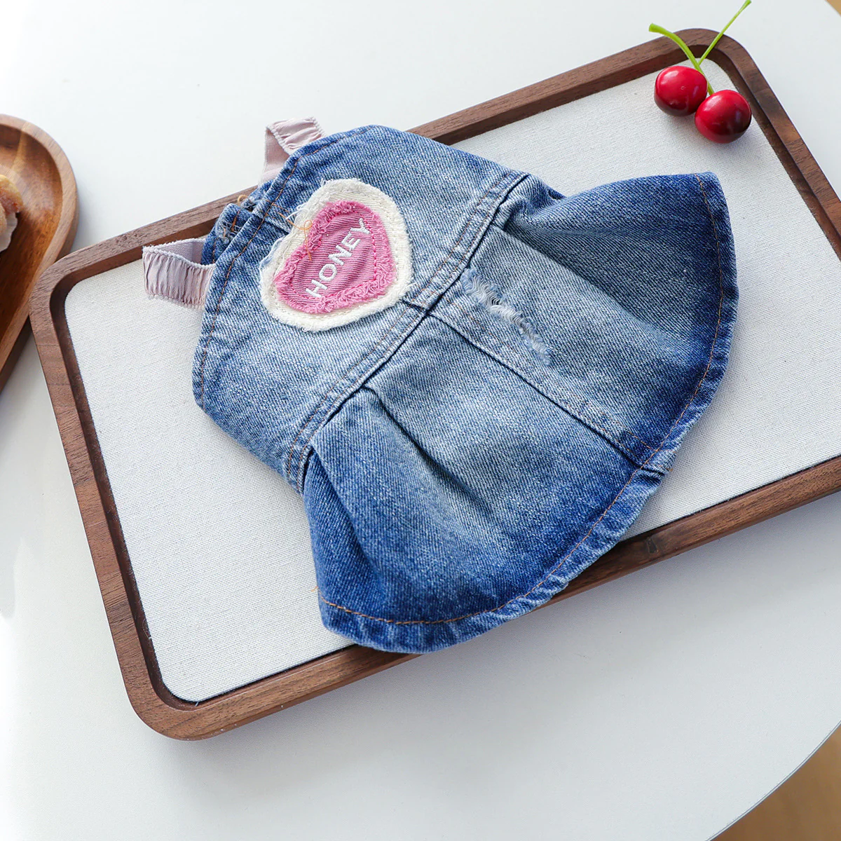 Honey Heart Pattern Denim Dog Cat Dress - immagine 6