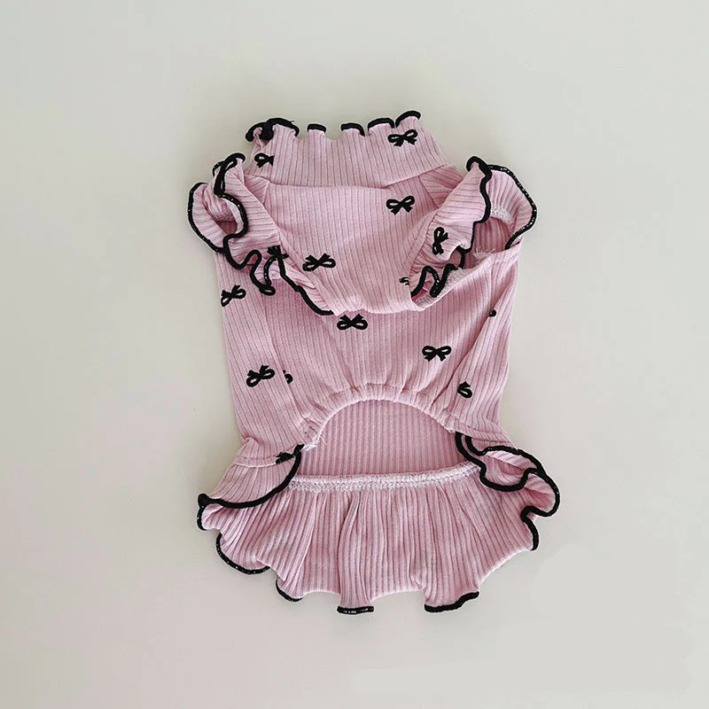 Bow Pattern Cotton Dog Cat Dress/T-shirt - immagine 3