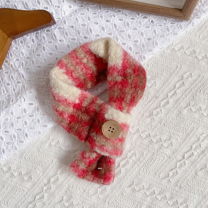 Plaid Pattern Buttoned Fleece Dog Cat Scarf - immagine 8