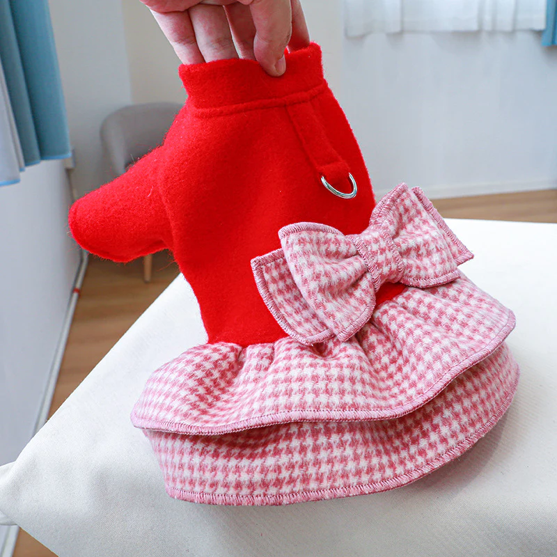 Bow Plaid Layered Dog Dress Harness - immagine 5