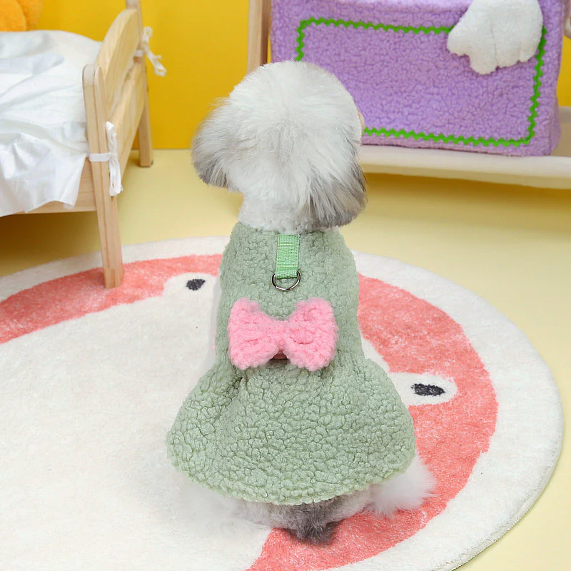 Fleece Sweet Bowknot Dog Dress Harness - immagine 5