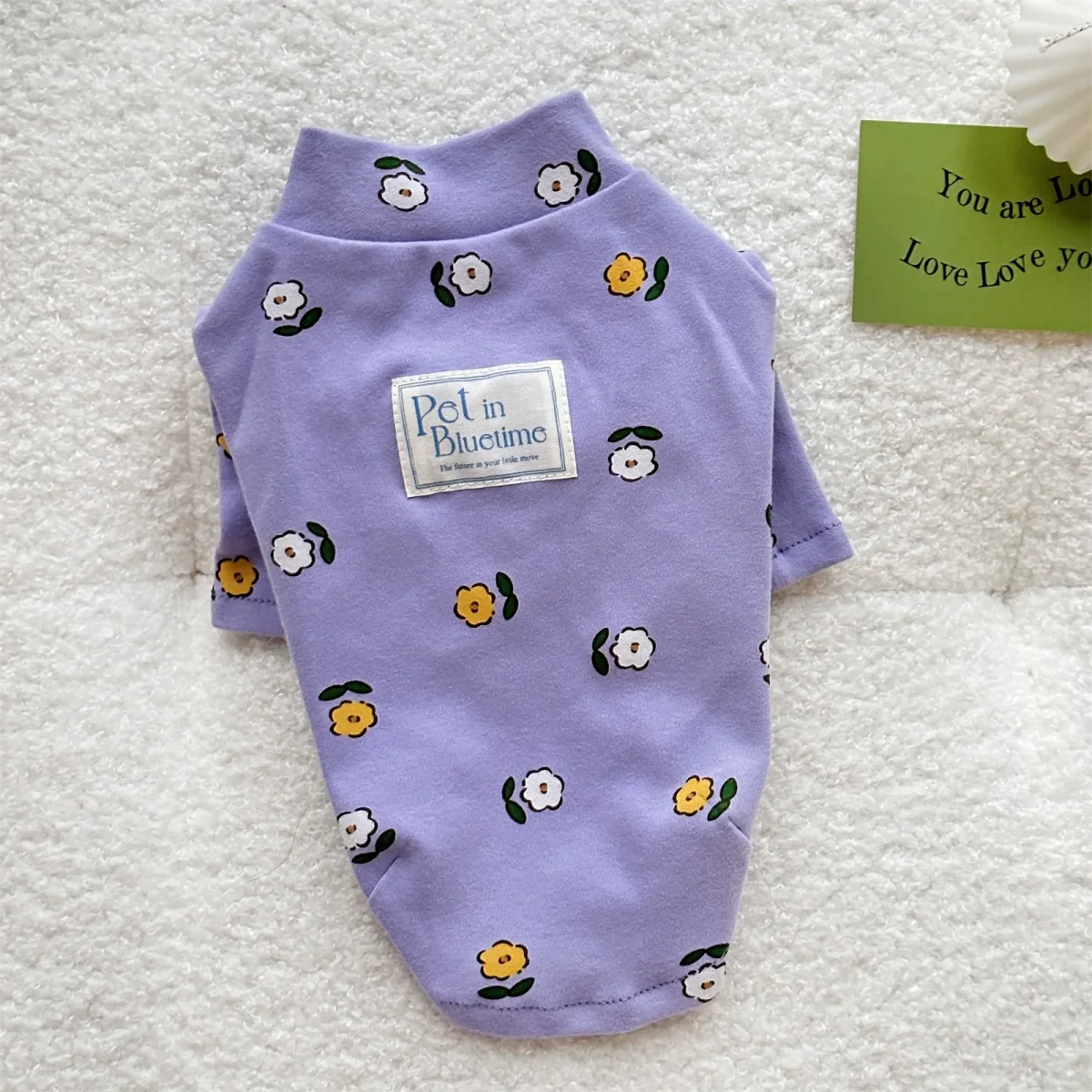 Cotton Flower Pattern Dog Cat Pullover - immagine 5