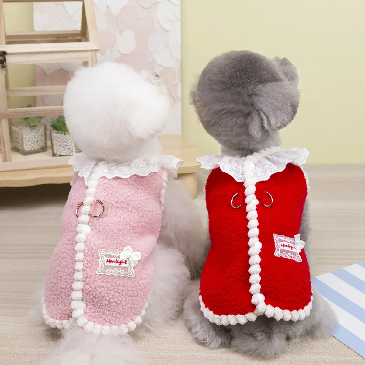 Sweet Lace Collar Dog Cat Harness Vest/Jumpsuits - immagine 3