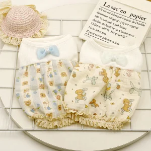 Bear Printed Soft Dog Cat Dress Pajama