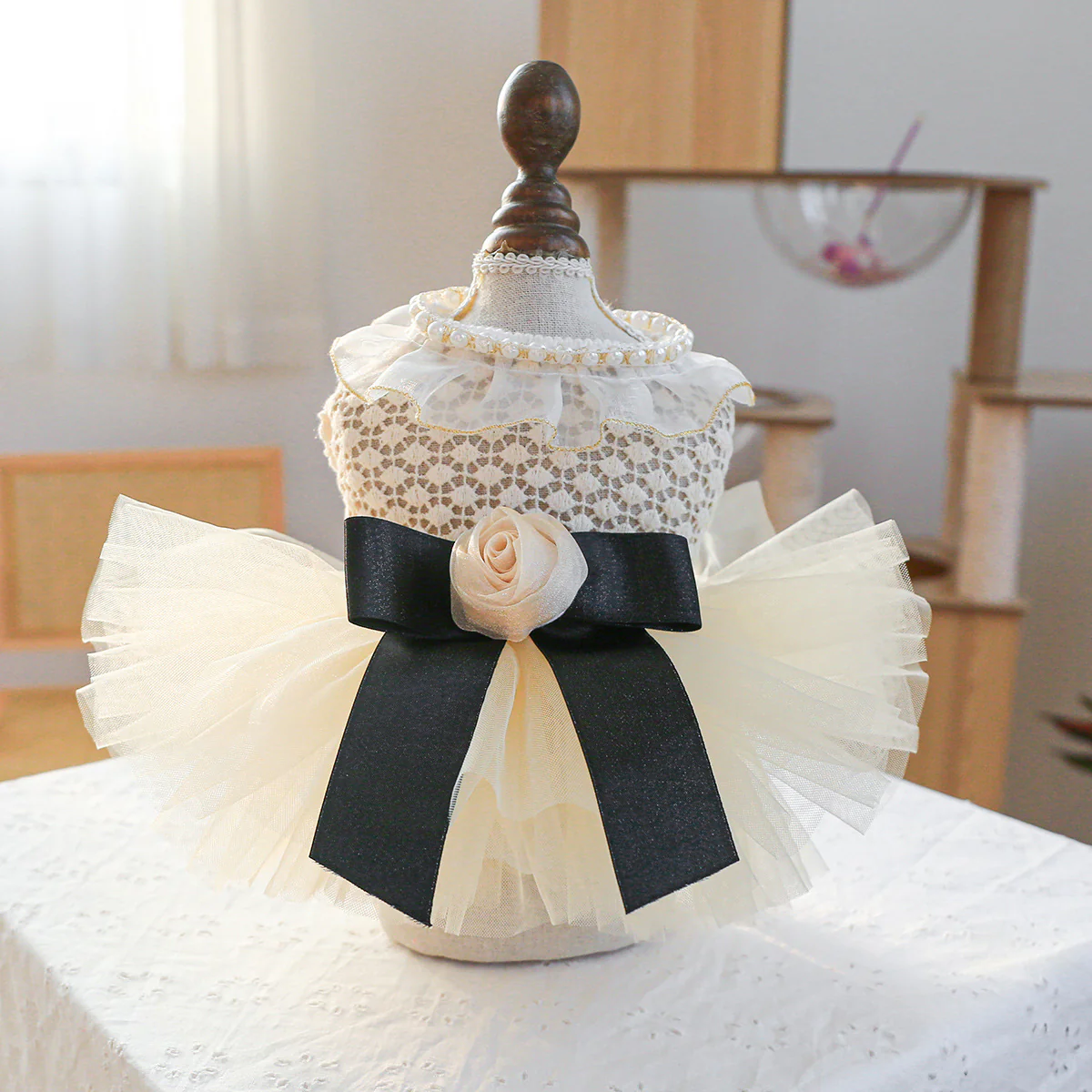 Black White Lace Dog Cat Princess Dress - immagine 2