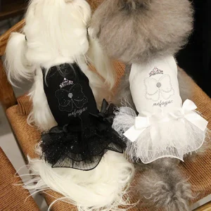 Bow Crown Pattern Dog Cat Princess Dress