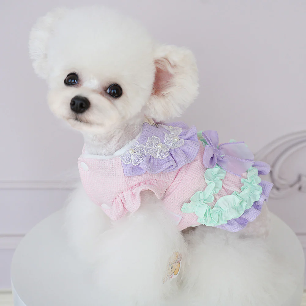 Sweet Flower Layered Color Block Dog Cat Dress - immagine 5