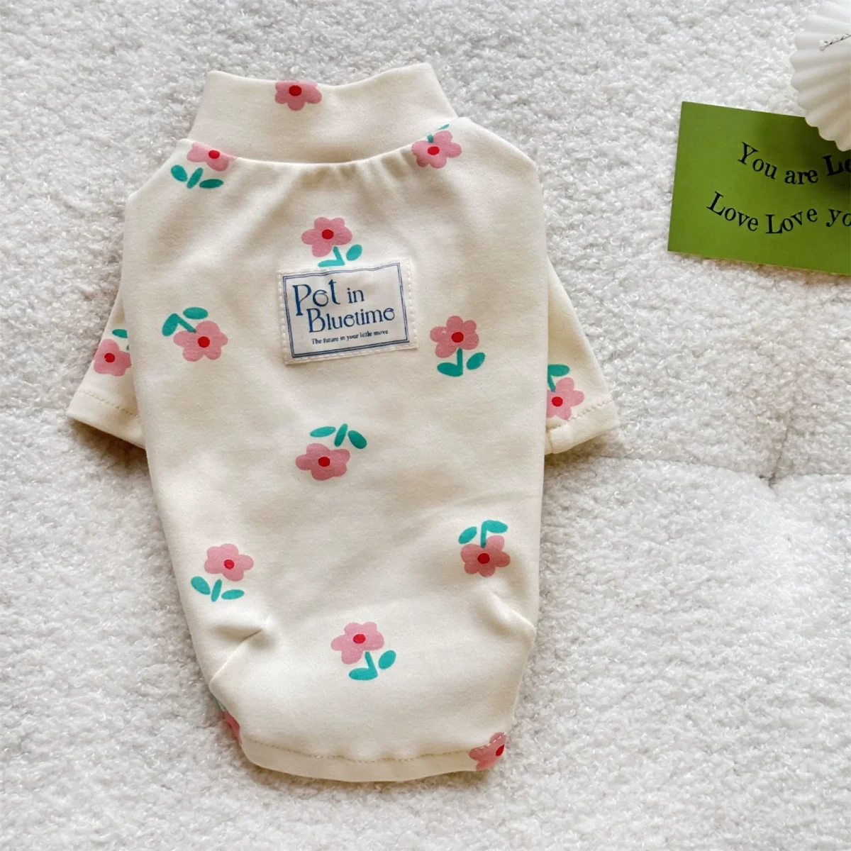 Cotton Flower Pattern Dog Cat Pullover - immagine 3