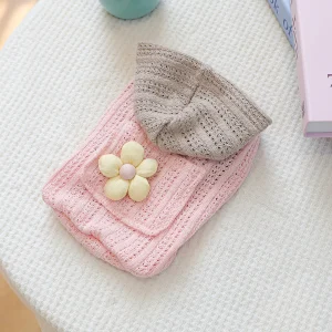 Breathable Flower Decor Color Block Hooded Dog Cat Hoodie