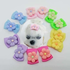 Flower Dog Cat Hair Rubber Band 6pcs