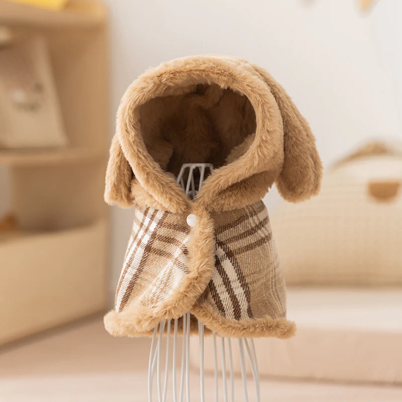 Fleece Plaid Dog Cat Dress Cape Set - immagine 7