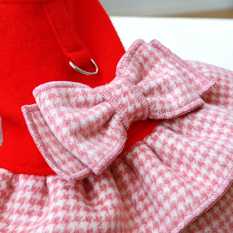 Bow Plaid Layered Dog Dress Harness - immagine 8