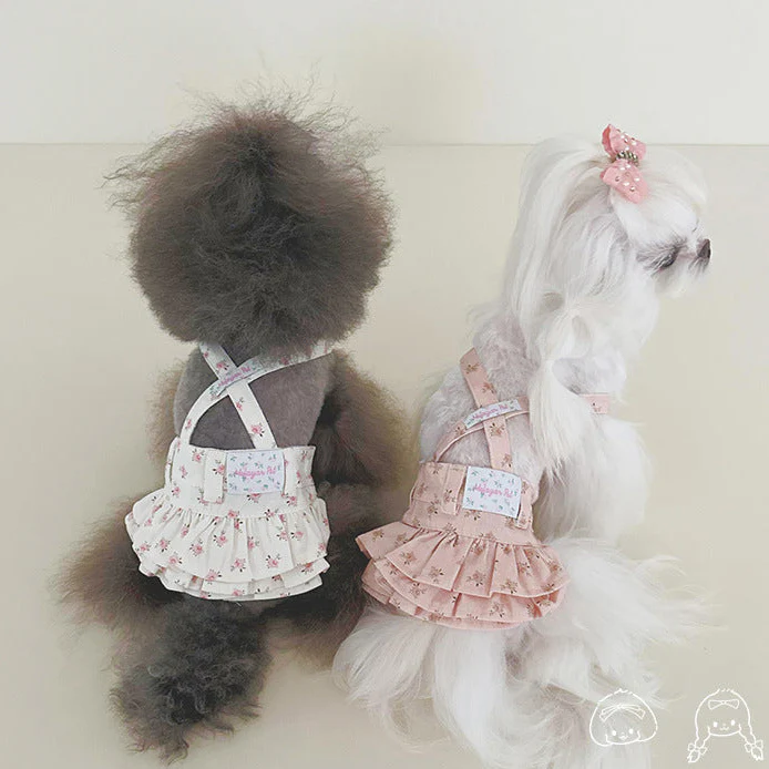 Floral Layered Dog Cat Cross-strap Dress - immagine 5