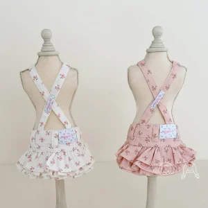Floral Layered Dog Cat Cross-strap Dress