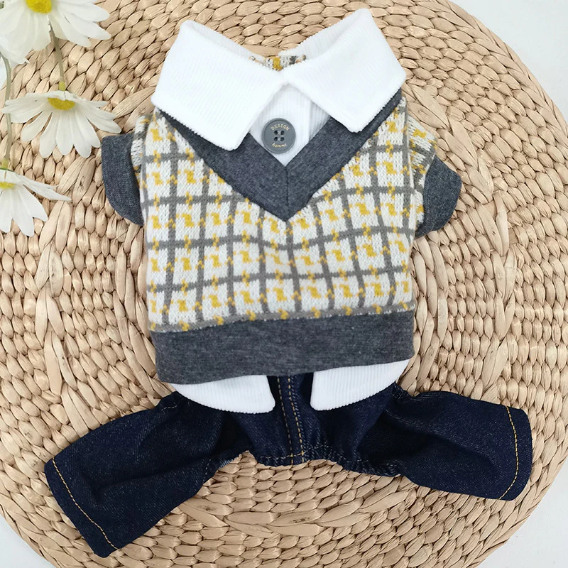 Casual Knitted Shirt Design Dog Jumpsuits - immagine 9