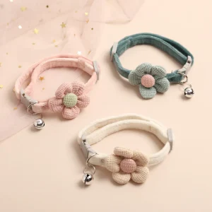 Flower Pattern Bell Dog Cat Collar