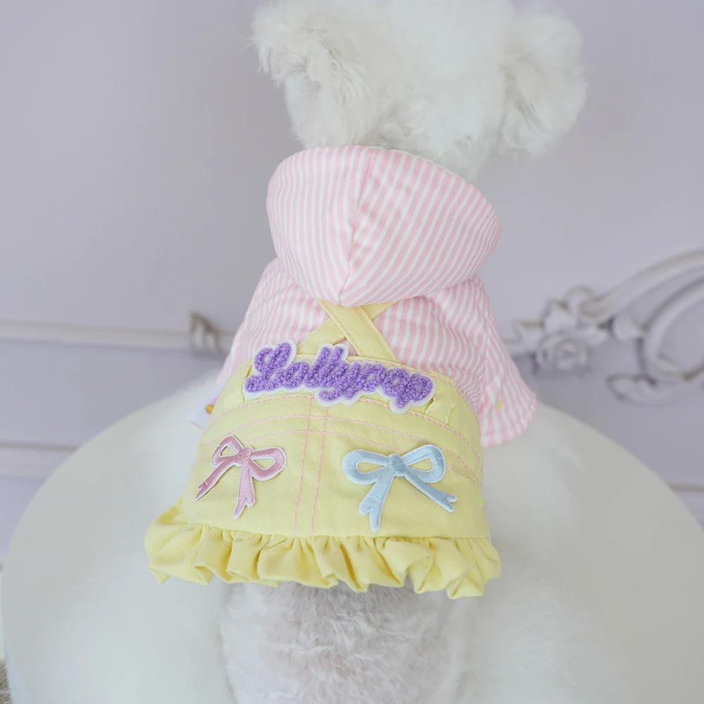 Warm Cross Straps Striped Hooded Dog Cat Jacket - immagine 4