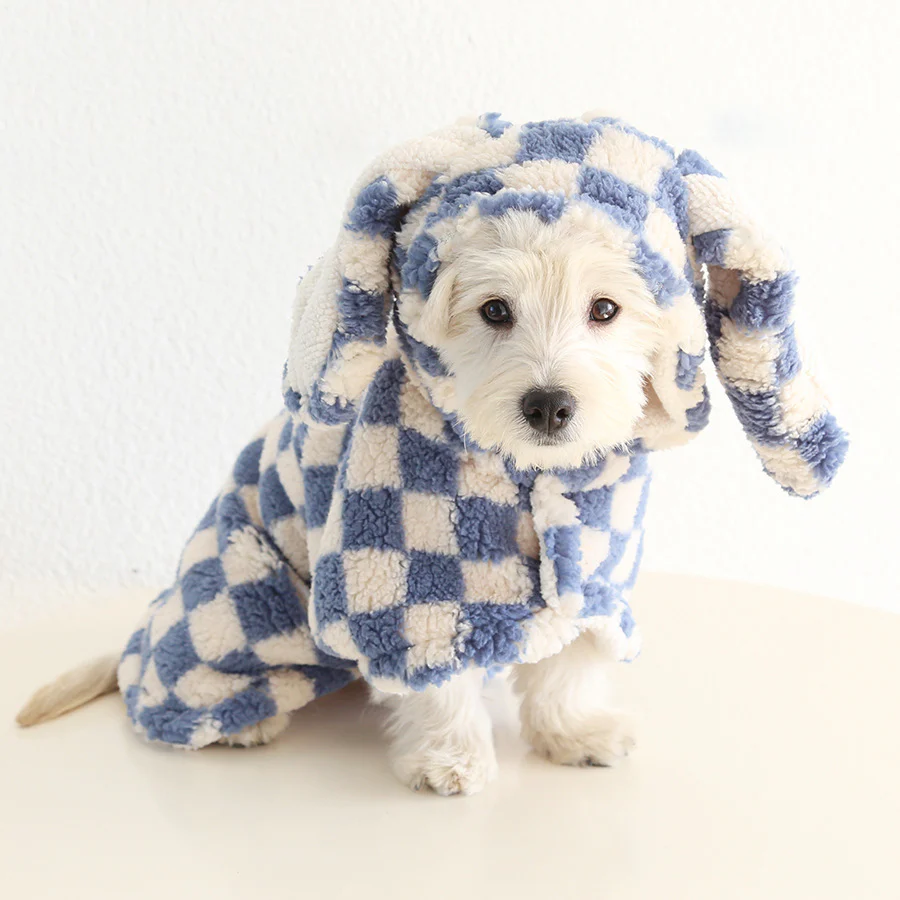 Plaid Flower Fleece Dog Cat Cape Pajama - immagine 4