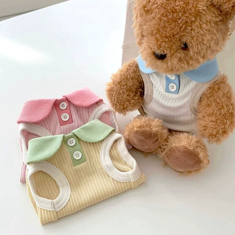 Breathable Contrast Color Collar Dog Cat Vest - immagine 7