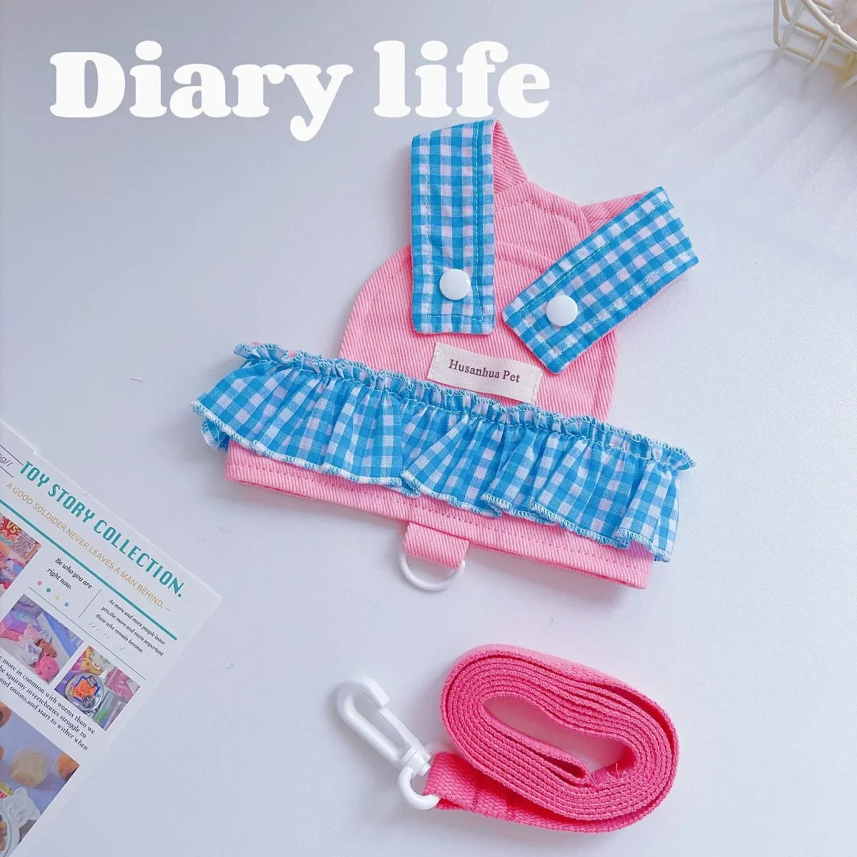 Sweet Contrast Color Plaid Dog Harness&Leash - immagine 5