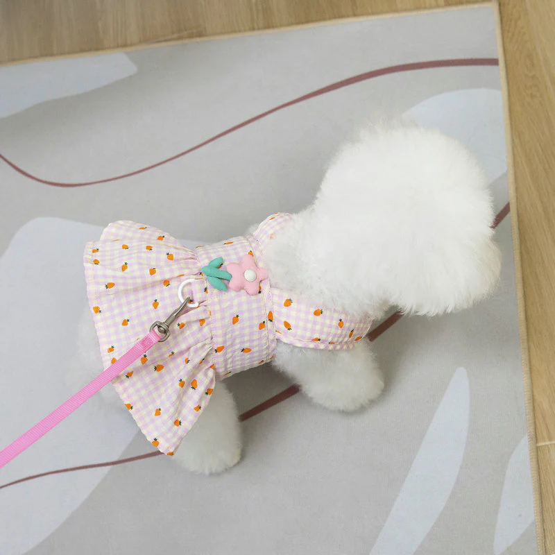 Flower Decor Carrot Dog Cat Dress Harness - immagine 6
