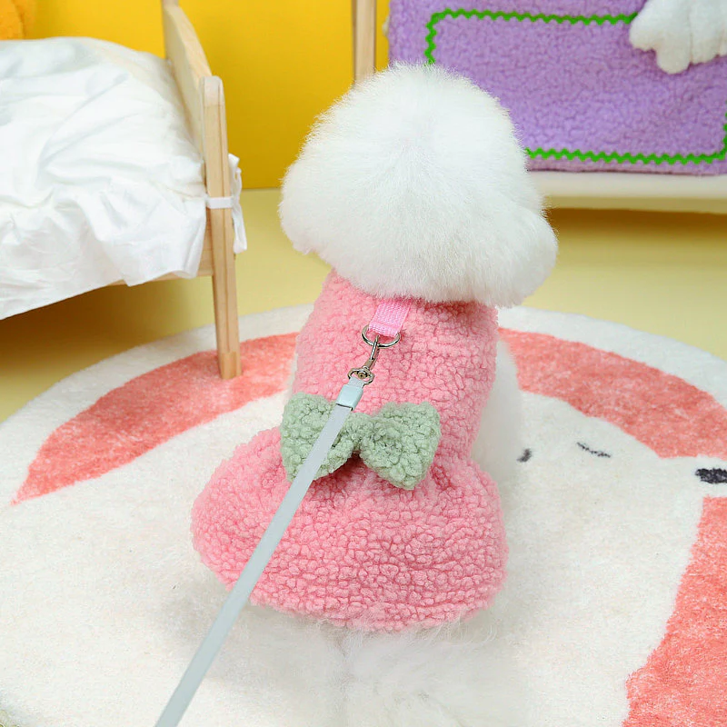 Fleece Sweet Bowknot Dog Dress Harness - immagine 7