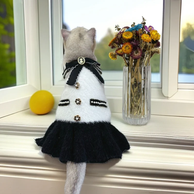 Sweet Bowknot Buttoned Dog Cat Sweater Dress - immagine 8