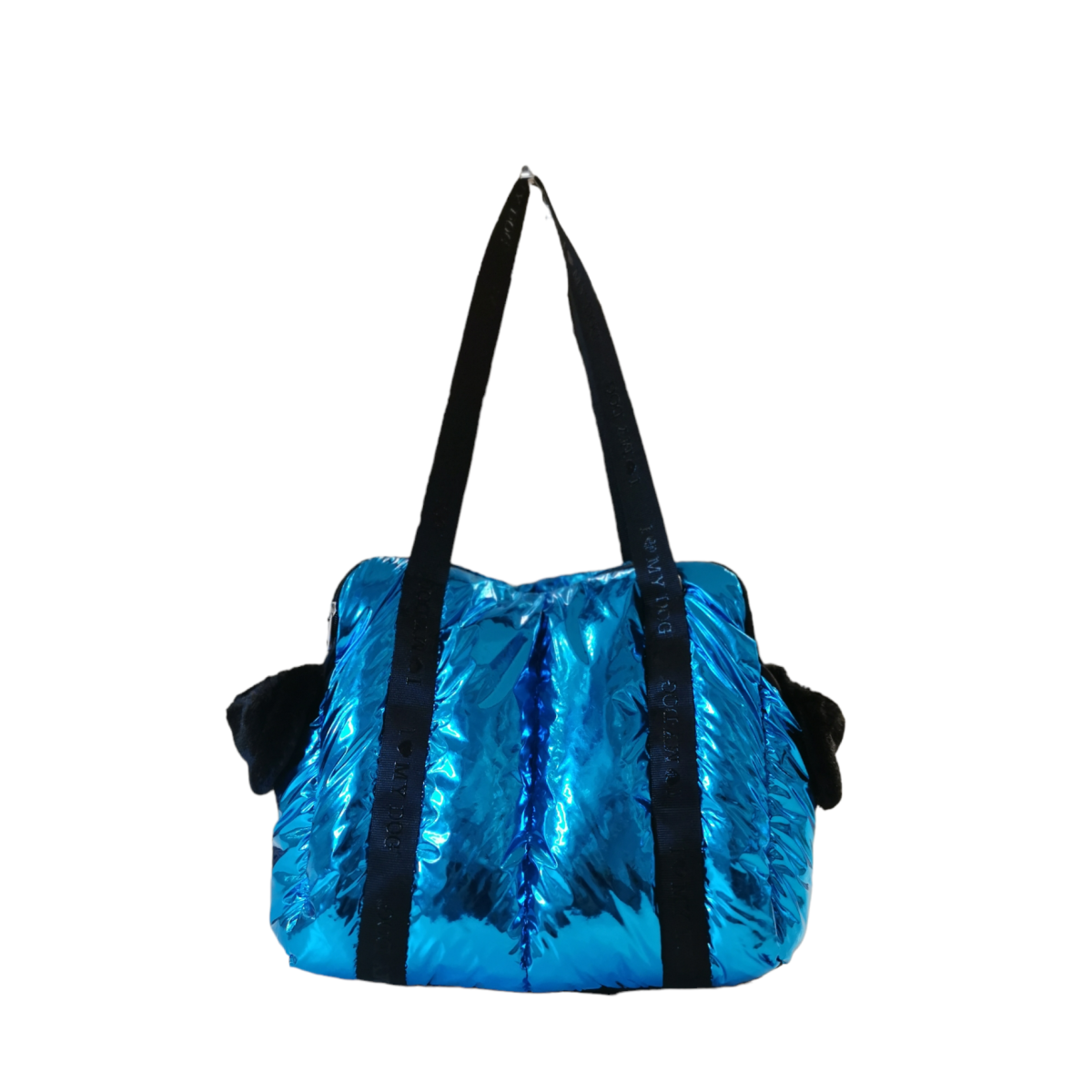 POCKET PUFFER BAG LAME’ BLUE - immagine 2