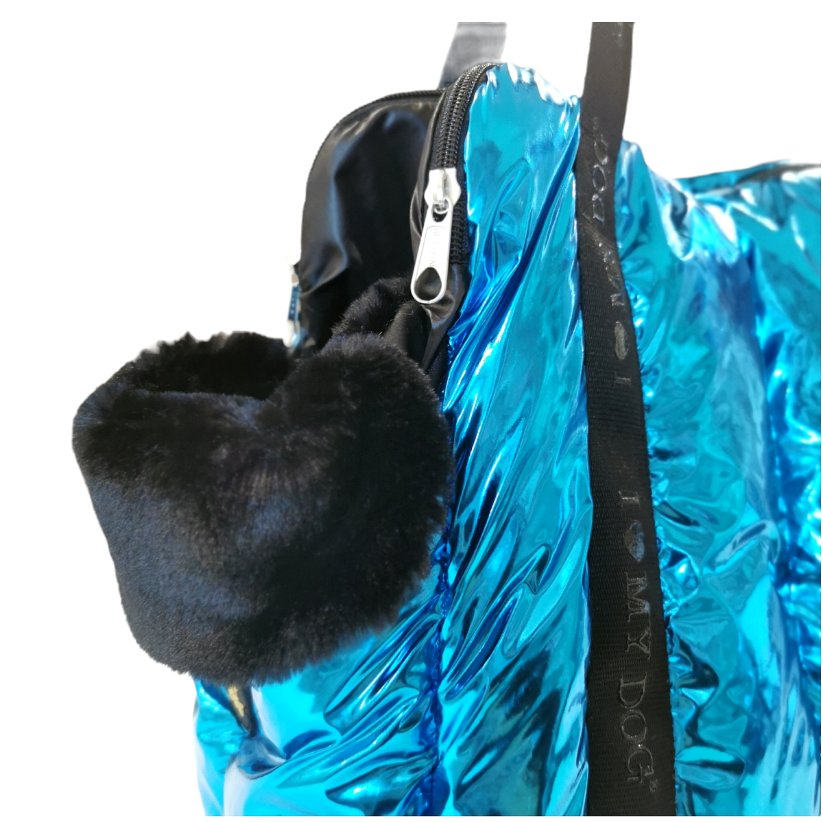 POCKET PUFFER BAG LAME’ BLUE - immagine 4