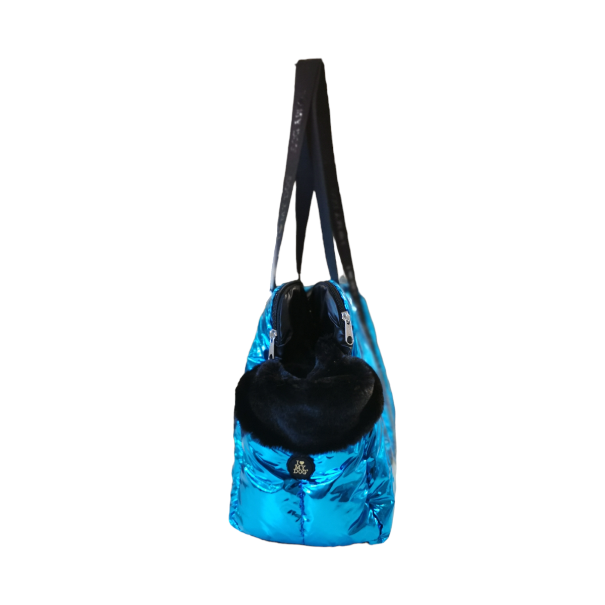 POCKET PUFFER BAG LAME’ BLUE - immagine 3