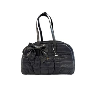 TRAVEL BAG BLACK ECOLEATHER QUILTED