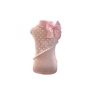 Maglioncino pizzo e pois rosa