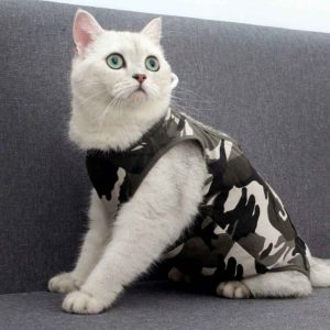 Tutina Post-Operatoria per Gatti Camouflage Nero/Grigio
