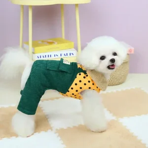 Tutina Salopette per Cani Piccoli - Pile Caldo 4 Zampe con Pettorina