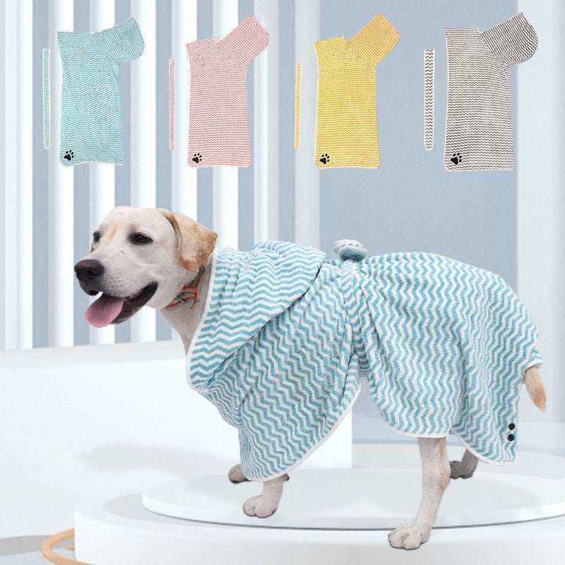 Accappatoio per Cani in Microfibra a Righe con Ricamo Zampetta – Assorbente e Stiloso - immagine 6