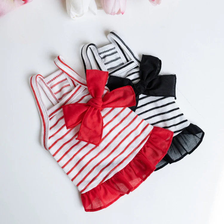 Breathable Bow Striped Dog Cat Vest - immagine 6