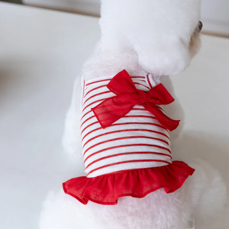 Breathable Bow Striped Dog Cat Vest - immagine 3