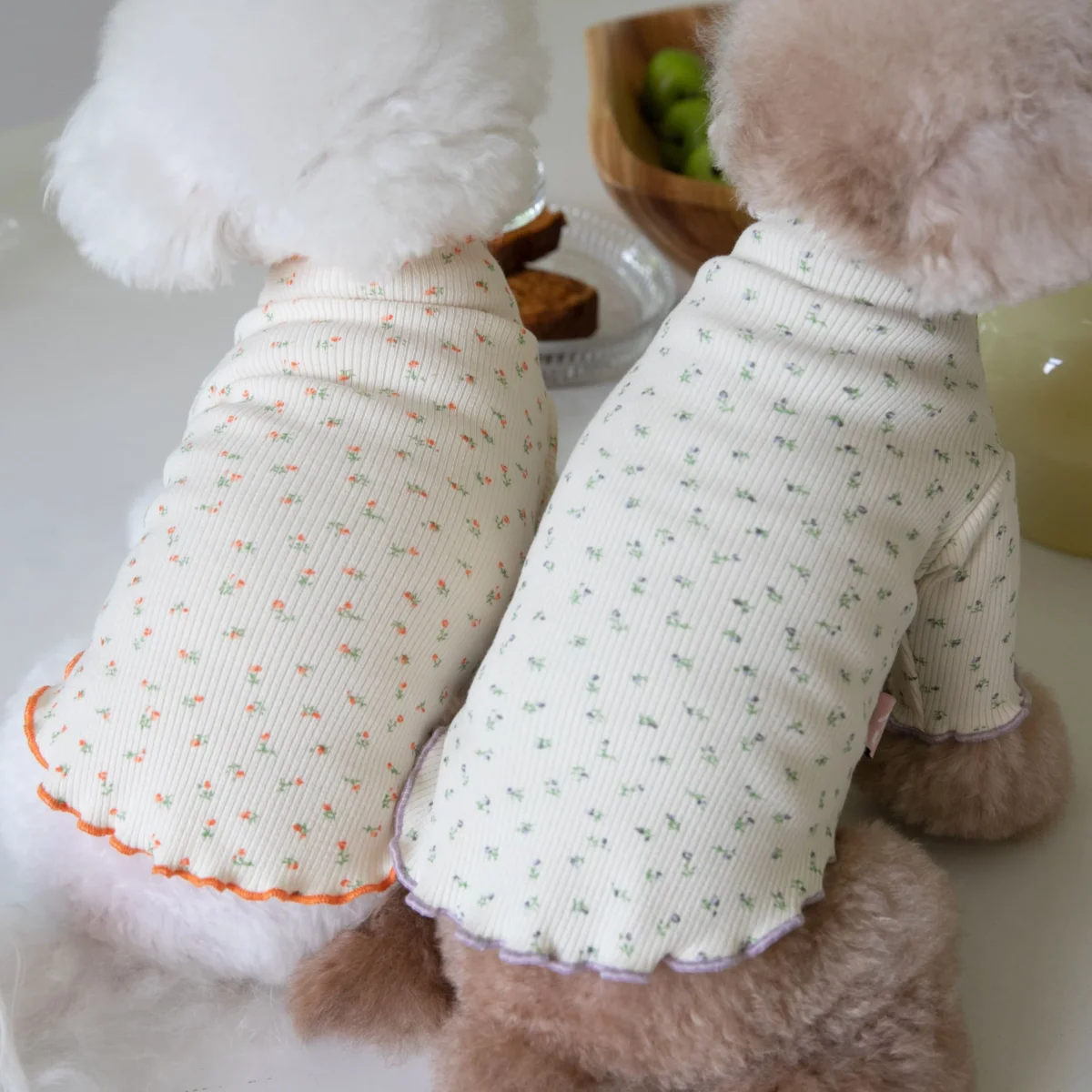 Floral Cotton Ruffled Dog Cat Sweatshirt - immagine 4