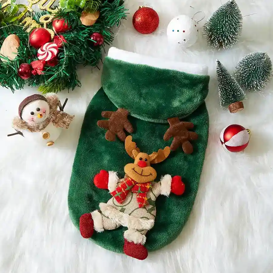 Cappotto Natale Cani Gatti - Cappuccio Stampa 3D Rosso - immagine 7