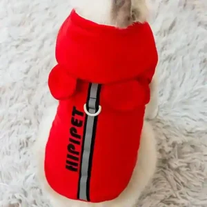 Cappottino Hipipet per Cani e Gatti con Cappuccio e Orecchie - Banda Riflettente e Anello per Pettorina